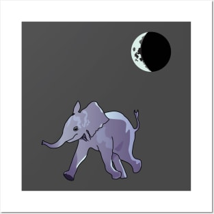 Baby Elephant's Midnight Stroll Posters and Art